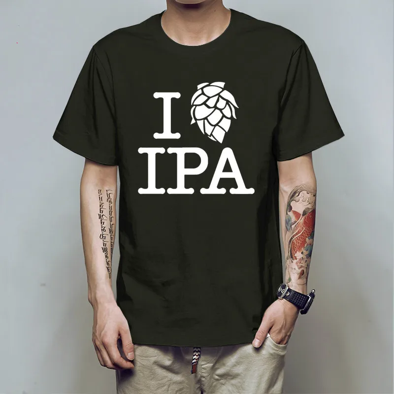 HAVE BOY Summer I Love IPA T Shirt Men Casual Cotton Short Sleeve Funny Beer Mans Pale Ale T-shirt IPA Tshirt HB444