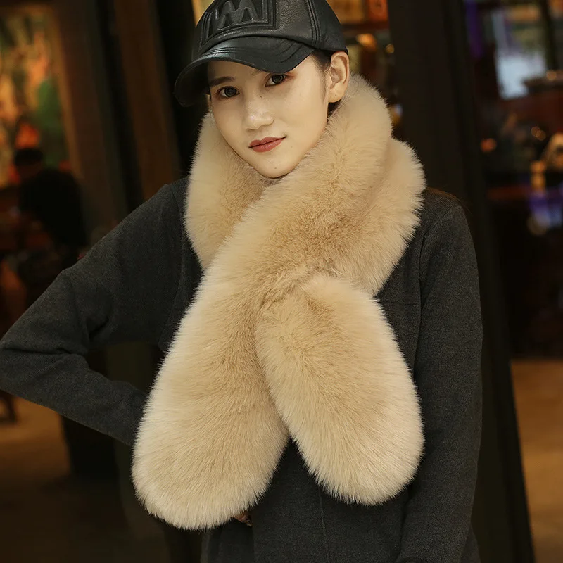 

Korean version of the neck imitation fur fox hair shawl women's long thicker warm winter scarf
