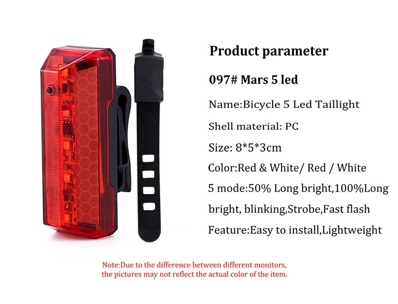 XC USHIO 5 Led Bicycle Taillight USB Charging 70 Lumen Waterproof 5 Modes Safety Warning Cycling Light MTB Road Bike Back Lamp (8)