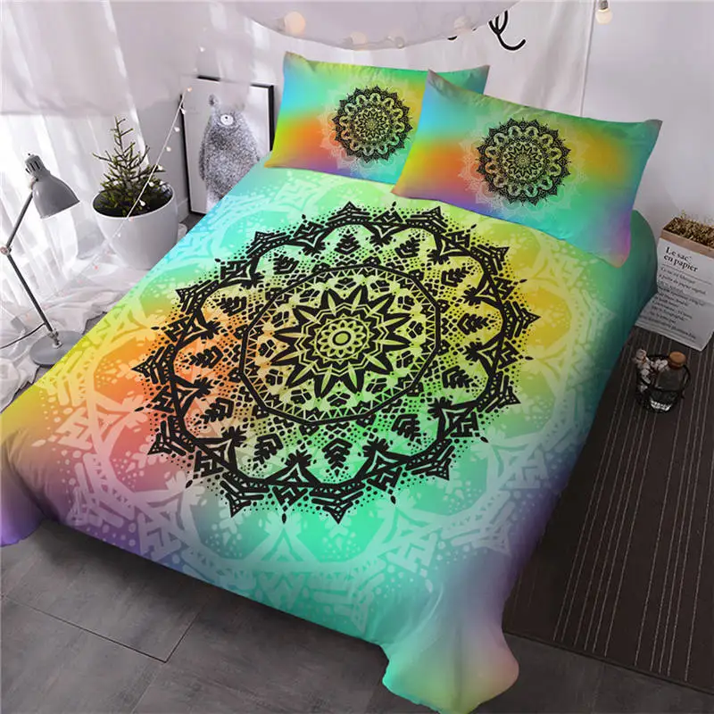 3 Blesslive цветок лотоса Tie Dye постельное белье 3 шт. богемный Мандала пододеяльник Желтый Фиолетовый Зеленый Tye Dye домашний текстиль - Цвет: 3