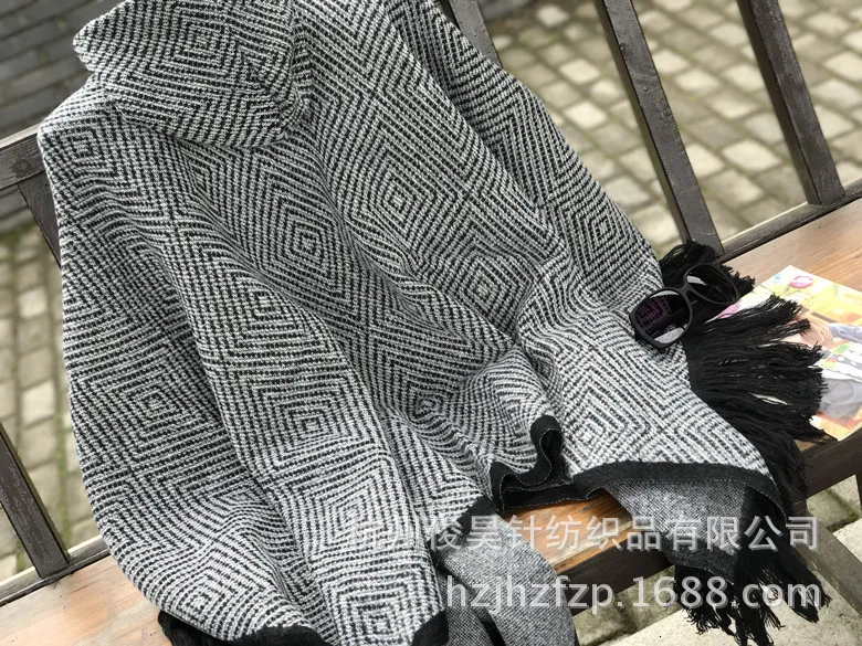 Утолщение вязание приносить шляпу кисточки плащ Национальный стиль зерна имитировать Кашемир Шаль