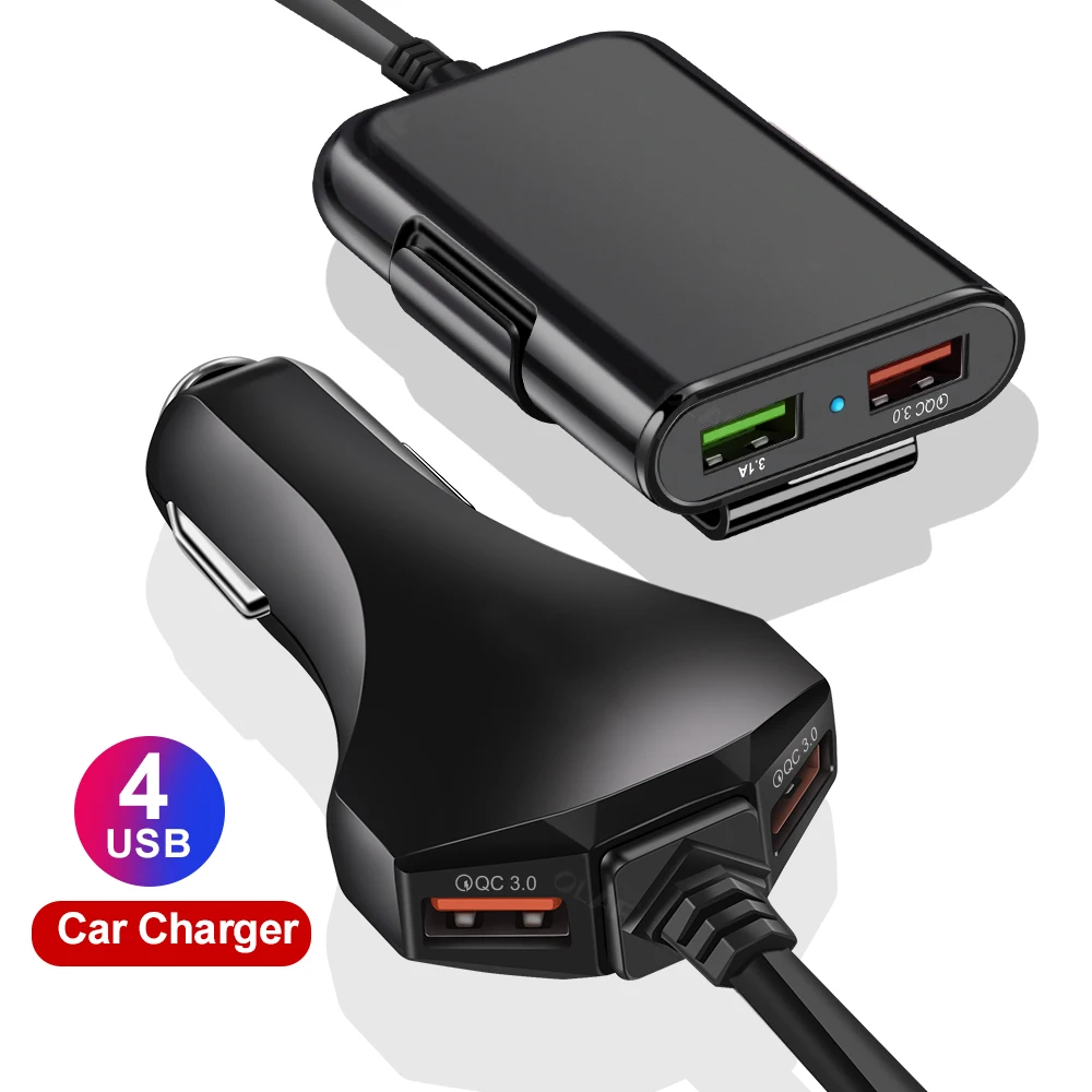 4 порта USB Quick Charge 3 0 Автомобильное зарядное устройство для iPhone Huawei 60W 12A быстрое