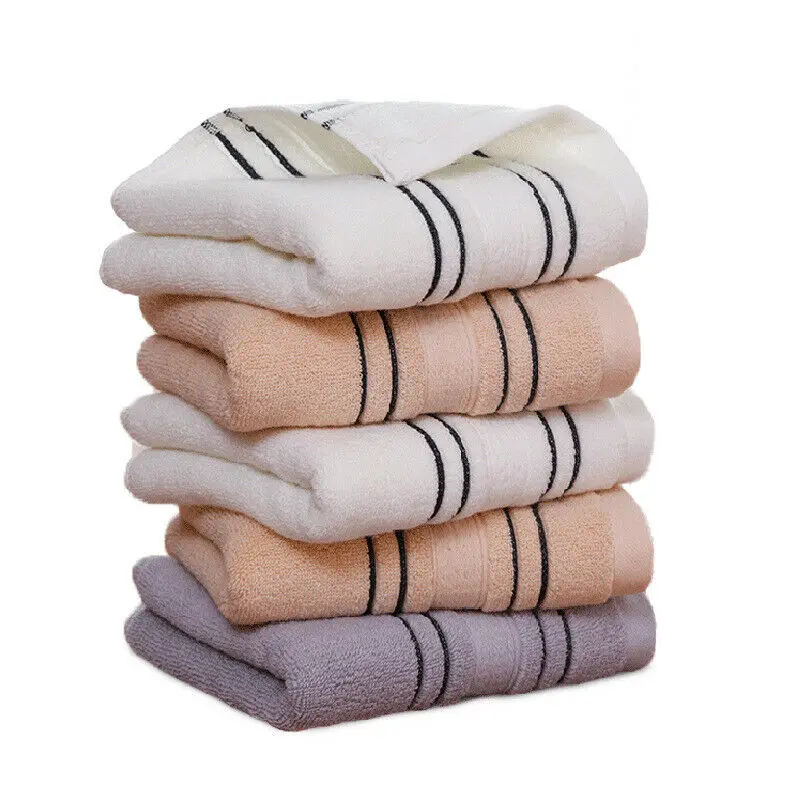 Newest Hot Unisex Adult Soft Touch Cotton Absorbent Luxury Bath Toilet Towels Hand Face Towel Striped Quick-Dry