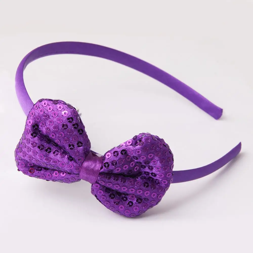Purple headband Meimile резинки для волос для девочек, банты, Детские аксессуары для волос для принцессы, повязка на голову с блестками для девочек, подарки на день рождения - Цвет: Purple headband