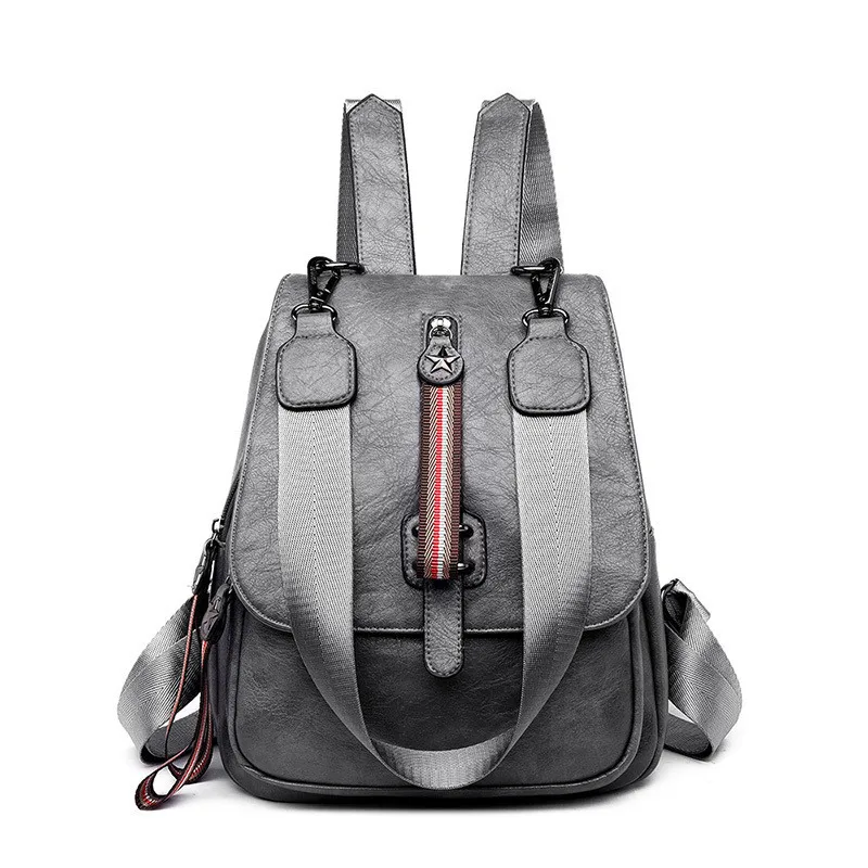 Женские кожаные рюкзаки 3 в 1, винтажная женская сумка на плечо, сумка для путешествий, женский рюкзак Mochilas, сумки для девочек в консервативном стиле - Цвет: Gray