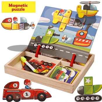 

Children's wooden magnetic puzzle Drawing board Magnet spell book Boys girls educational toys gifts Intellectual development toy