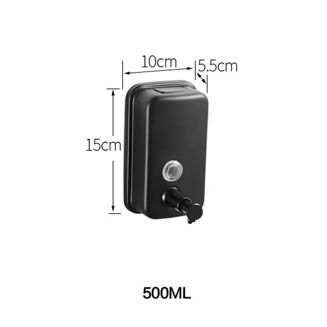 ROVOGO 500/800/1000Ml Black/Mirror Soap Dispenser Wall Mounted, Stainless Steel Bathroom Dispenser for Home Hotel Black-500