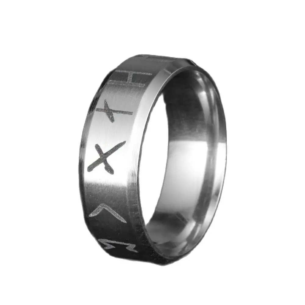 Stainless Steel Viking Rune Ring with Elder Futhark Runes Wedding Jewelry for man women Lover gift Dropshipping | Украшения и