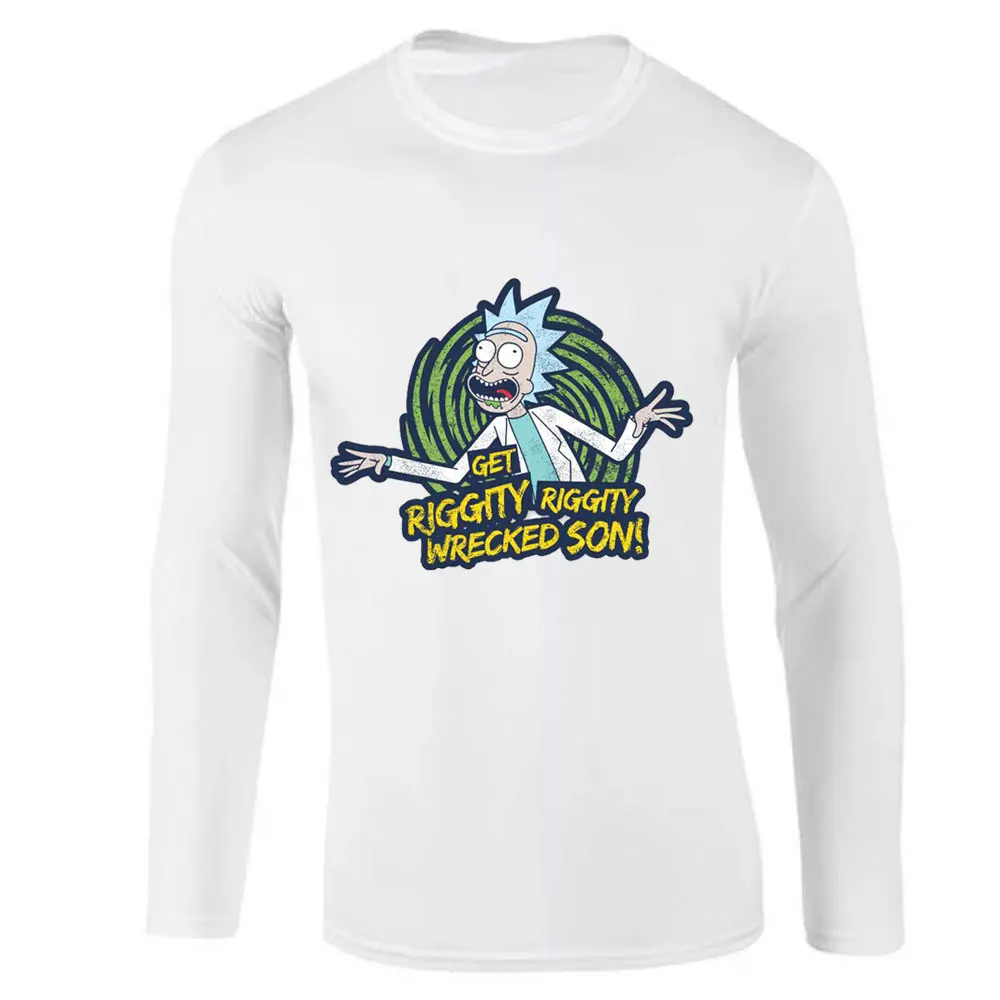 Long Sleeve T Shirt Men Men's High Quality T-shirt Cotton Crewneck Loose Rick and Morty Printed Men Tshirt Casual Mens T-shirt