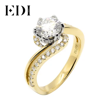 

EDI Customized Jewelry Beauty and The Beast Rose Design Engagement Ring 14K Solid Yellow Gold 1CT DEF Moissanite Diamond Accents