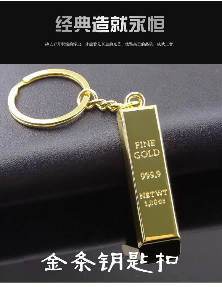 Alloy Gold BRICS Gold Bars Keychain Jewelry Bank Small Gifts Manufacturers Wholesale Creative Stereo Small Pendant