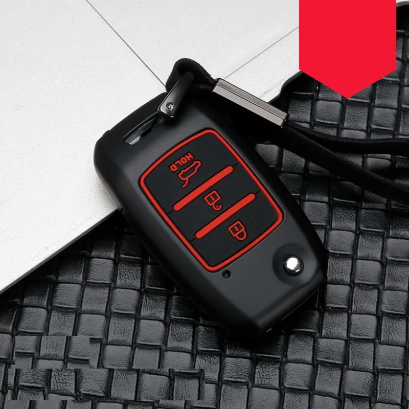 УГЛЕРОДНЫЙ сплав+ силиконовый чехол для ключей для Kia KX3 KX5 K3S RIO Ceed Cerato Optima K5 Sportage Sorento KX Cross Car Stying - Название цвета: C black red