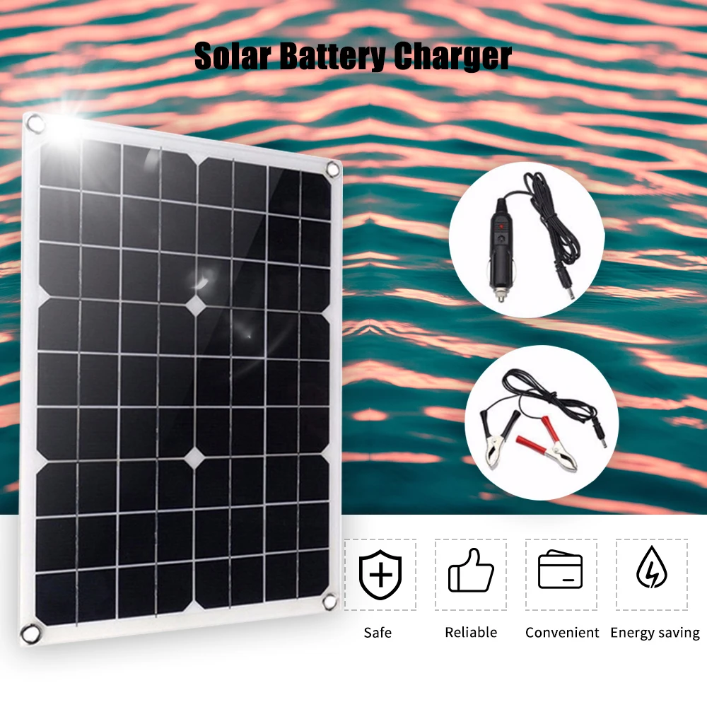 

New 10W/20W Solar Panel with USB Port Monocrystalline Silicon Solar Cell DIY Waterproof Camping Power Charger Compatible for iPh