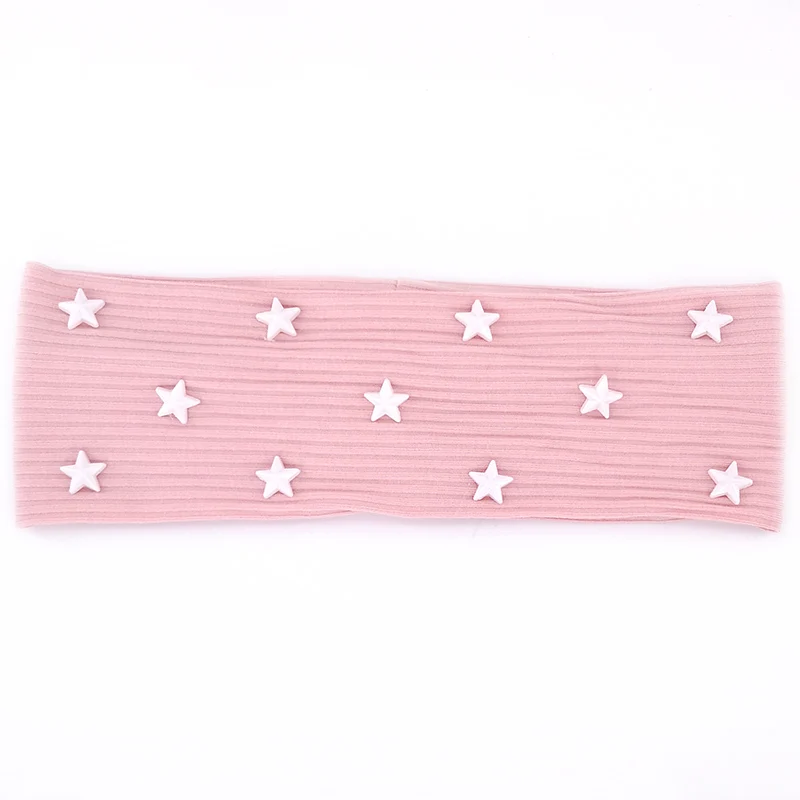 pink W1 Популярные женские хлопковые обруч со звездой Летние повседневные мягкие ребристые головные уборы аксессуары, ленты для волос для женщин девочек Подарки на день рождения - Цвет: pink W1