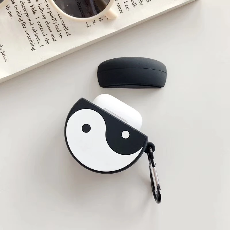 Для Apple AirPods чехол 3D милый мультфильм Забавный Taiji поезд дракон черный угольный шарик Беспроводные наушники крышка для Airpods 2