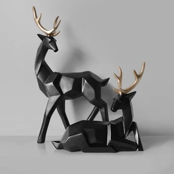 

Style Creative 3D Solid Geometry Lucky Deer Ornaments Resin Craft Home Furnishing for Decoration Office Desktop Figurines