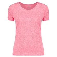 Фитнес леди дышащая и быстросохнущая Спортивная футболка для занятий йогой стрейч-Футболка спортивная ночная рубашка с круглым вырезом короткий рукав