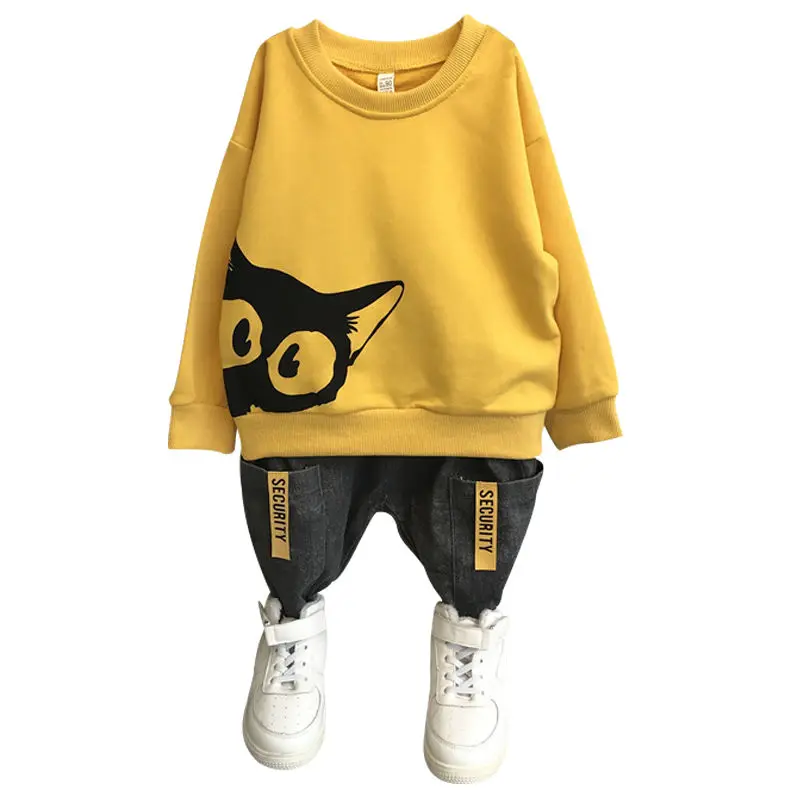 

Boys Girls Spring Autumn Fashion Cartoon Set (Top+Jeans Pant) 2019 New Korean Version Baby Children's Clothes