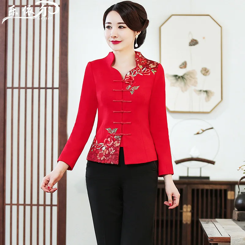 

Improved Cheongsam Chinese Costume Woolen Jacket Autumn And Winter New Style Long-sleeved Upper Garment Chinese Style Hi Grandma