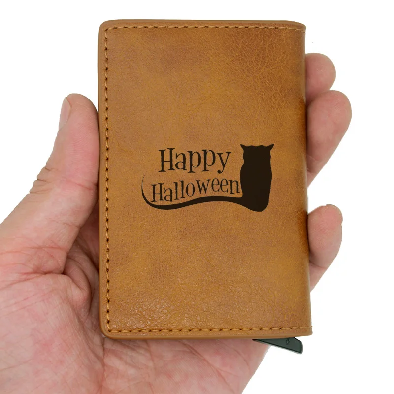 Новое поступление, модный кошелек Happy Hallowen Black Cat Rfid, Классический Мужской Женский кошелек для кредитных карт, красные кожаные кошельки, короткий кошелек