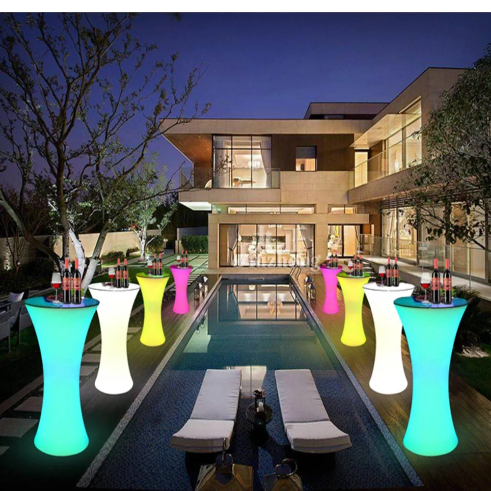 New led bar furniture colorful rechargeable wine table waterproof luminous cocktail table kTV disco bar supplies