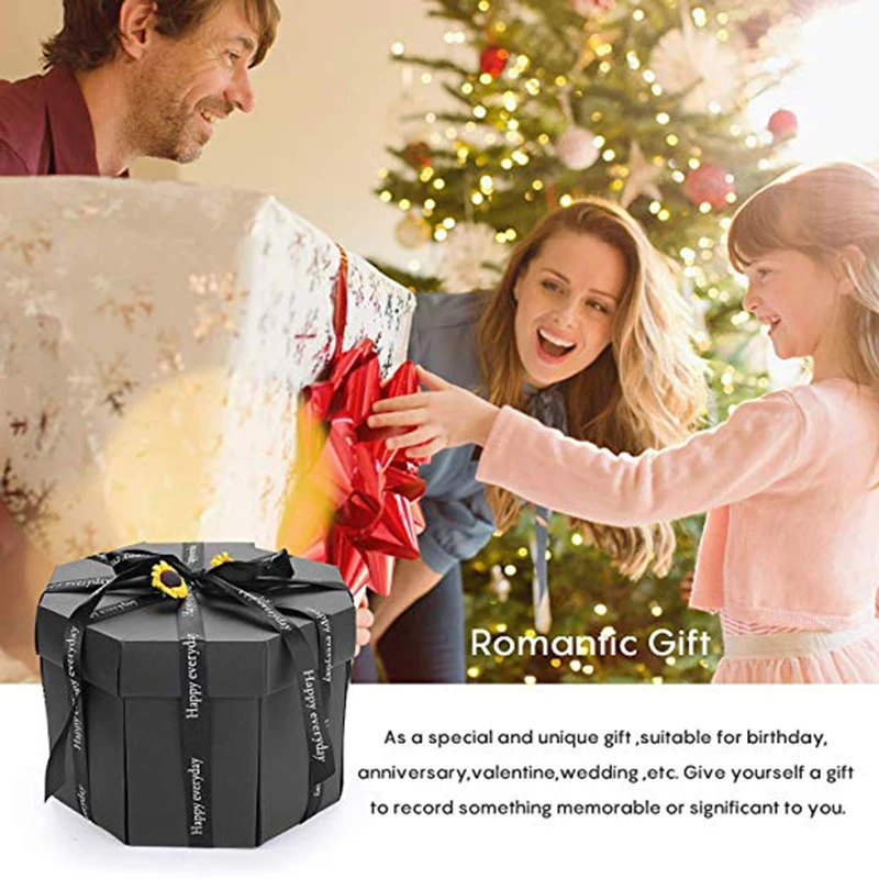 

Black Surprise Box DIY Birthday Party Gift Handmade Photo Creative Explosion Gift Box Fashion Paper Unique Design DIY Photo