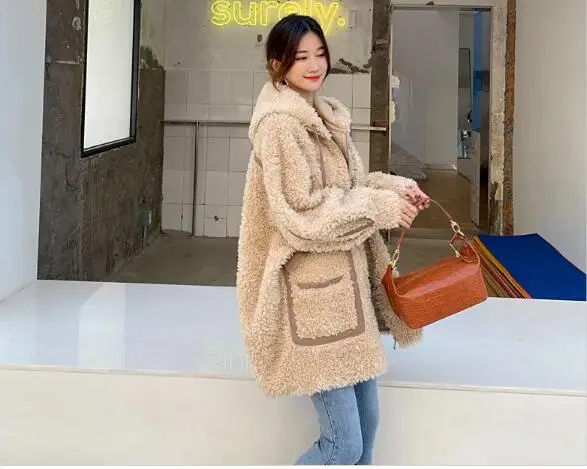 Пальто с натуральным мехом шерстяная куртка осеннее зимнее пальто женская одежда корейская винтажная овечья овчина размера плюс Abrigo Mujer T4362