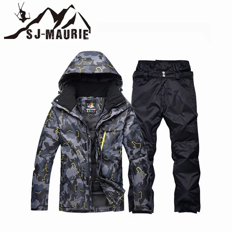 SJ-MAURIE,, супер теплая зимняя камуфляжная куртка для сноуборда, лыжный Мужской комплект, лыжный костюм, штаны, сильная водонепроницаемая ветрозащитная куртка для катания на лыжах