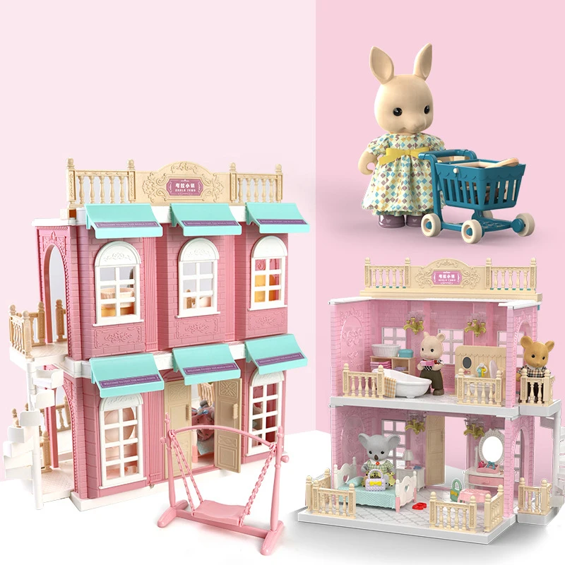 DIY 3D Holz Puppenhaus Miniatur Puppenhaus Möbel Kinder Bildung Spielzeug UK 