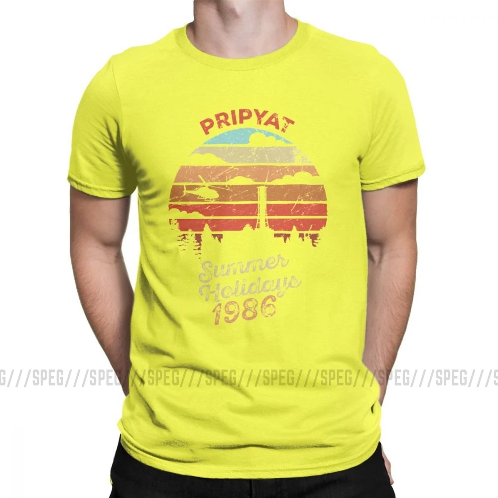 3,6 Мужская футболка с надписью «Roentgen Not Great Not horrible Чернобыль», цитата из 1986 хлопка, Винтажная Футболка - Цвет: Цвет: желтый