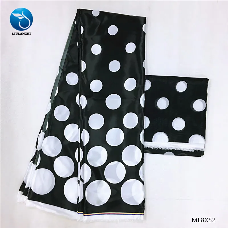 LIULANZHI шелковая восковая ткань s африканская белая/черная сатиновая ткань с принтами для платья 4+ 2 ярдов полиэфирная восковая ткань для платья ML8X