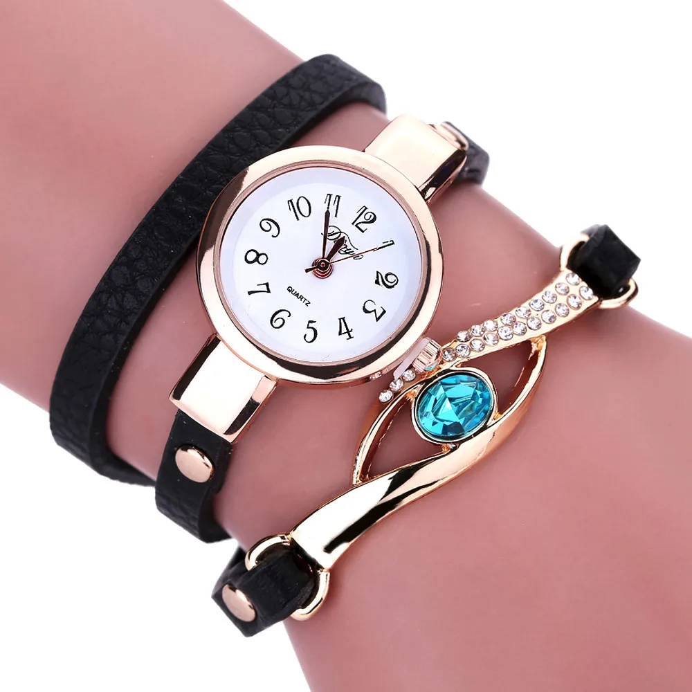 Relojes de marca para mujer, pulsera de diamantes de moda, relojes de pulsera de cuarzo Leatheroid envolventes para mujer 2019