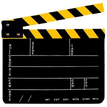 

Dry Erase Acrylic Director Film Clapboard Movie TV Cut Action Scene Clapper Board Slate-Black