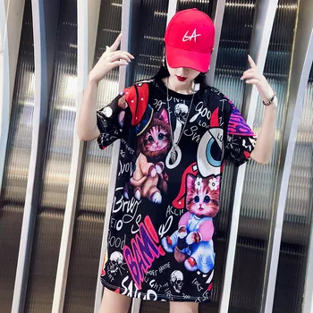 

2020 Thailand mesh quick-drying top size summer fat sister short-sleeved T-shirt long European goods T-shirt skirt