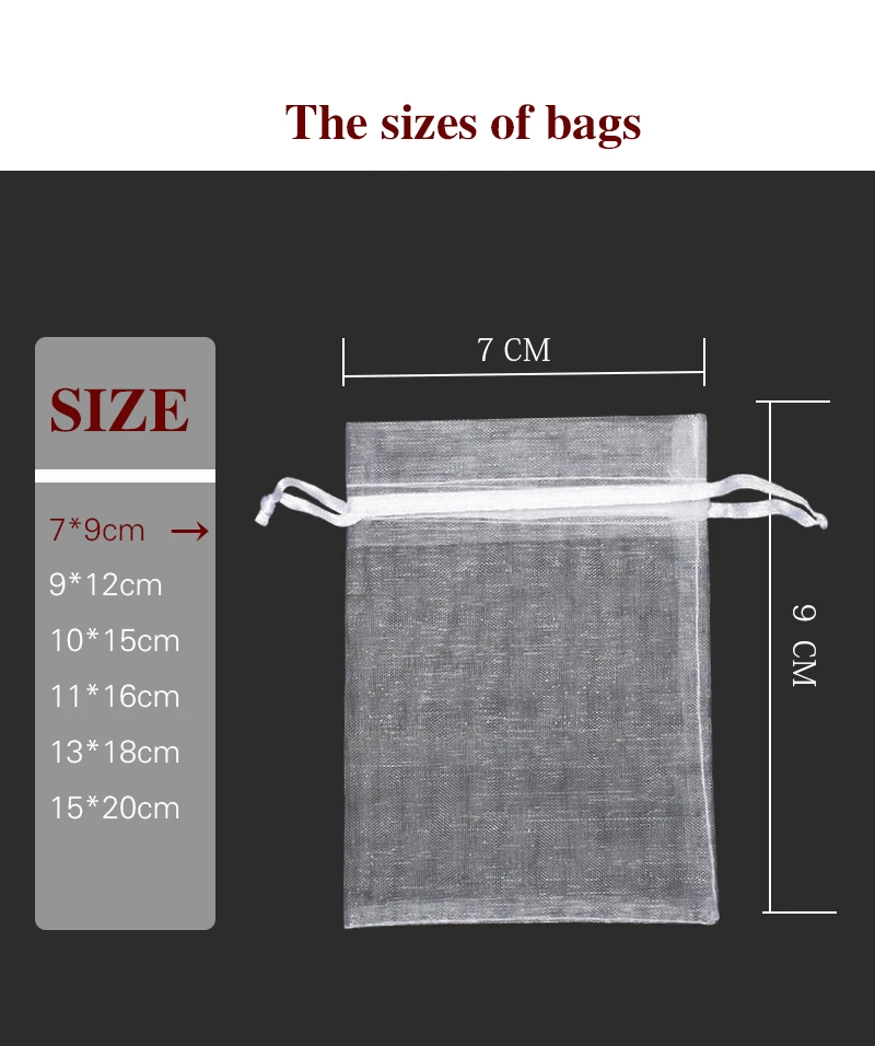50pcs Chocolate Gift Bags Transparent Chiffon Drawstring Organza Bags Christmas New Year Valentine's Day Party Candy Box