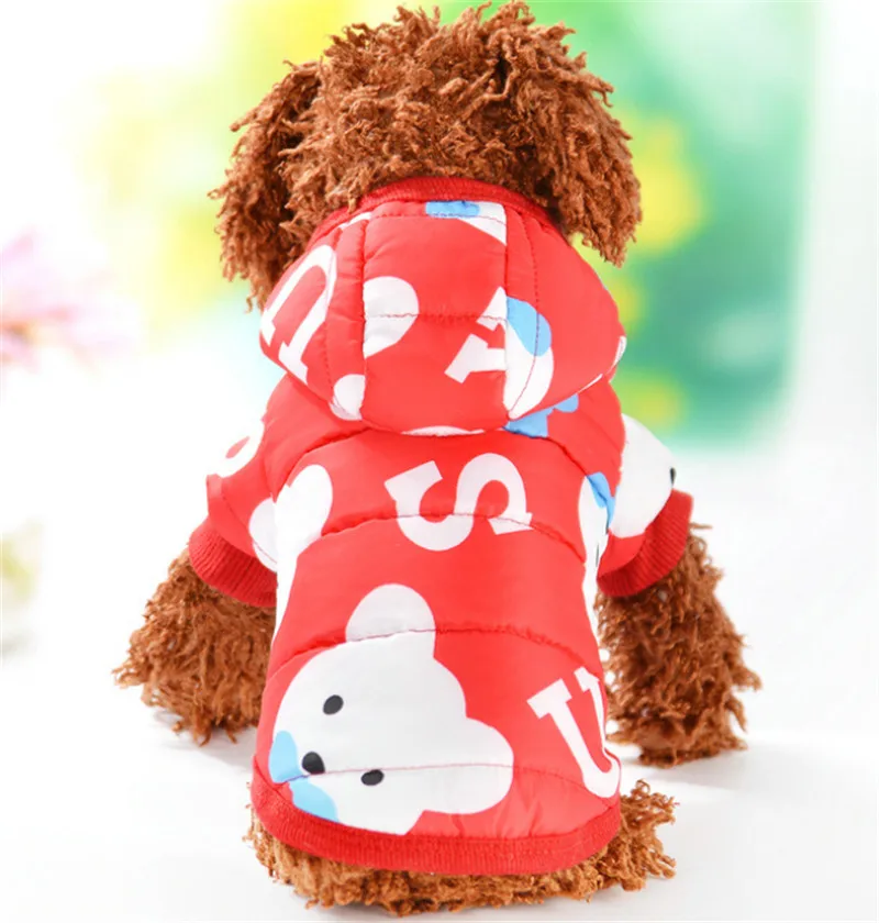 New 5 Sizes Pet Small Dog Puppy Waterproof Coat Jacket Hoodie Thick Apparel Clothes - Цвет: Красный
