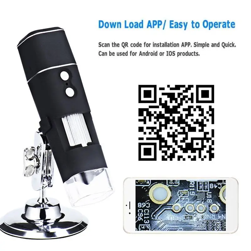 

Electron Microscope Digital Microscope USB 8 Led Lights Computers Photos Monitoring WIFI 1000X Durable Portable