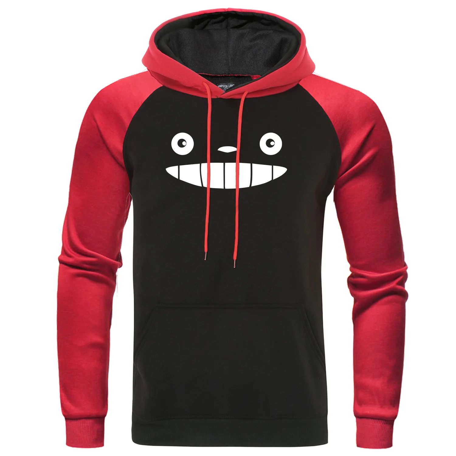Мужские толстовки с капюшоном японского аниме, толстовка Tonari no Totoro, повседневная мужская толстовка с капюшоном, реглан, спортивный костюм, уличная одежда, Осенний флисовый Мужской пуловер - Цвет: red black 5