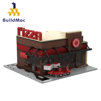 

MOC Architecture Pizza Building Blocks Creator Expert Technic City European Piano Showroom Modular Houses Designer Bricks Kids
