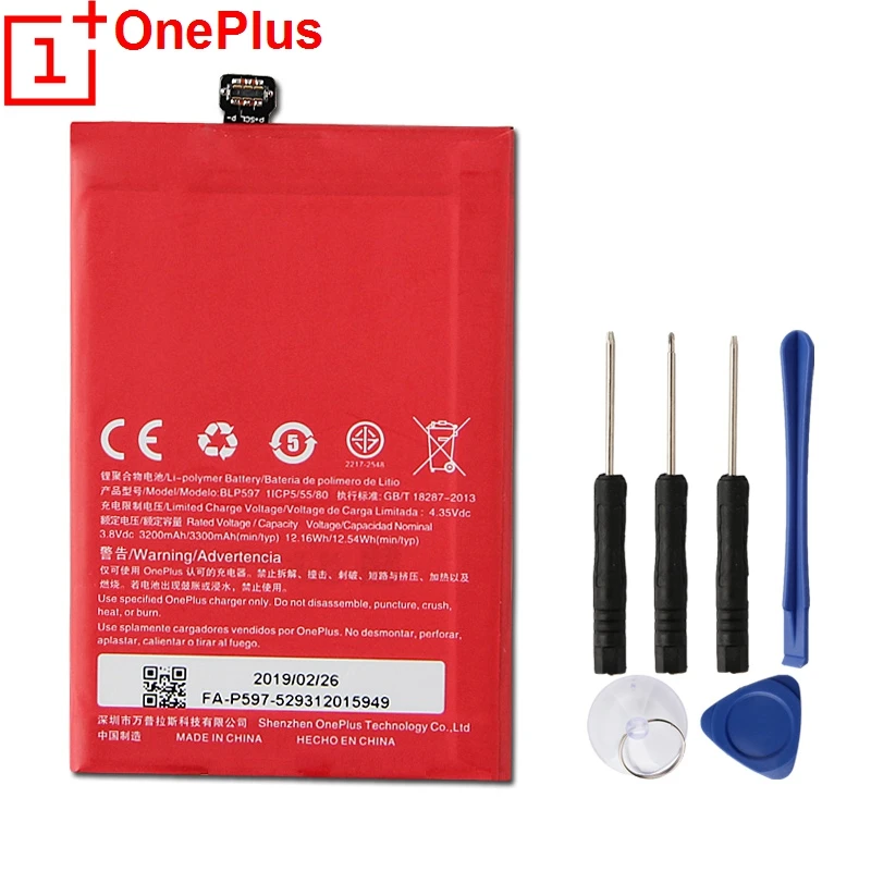 

OnePlus Original Replacement Phone Battery BLP597 For 1+2 OnePlus 2 Authenic Rechargable Battery With Free Tools 3200mAh