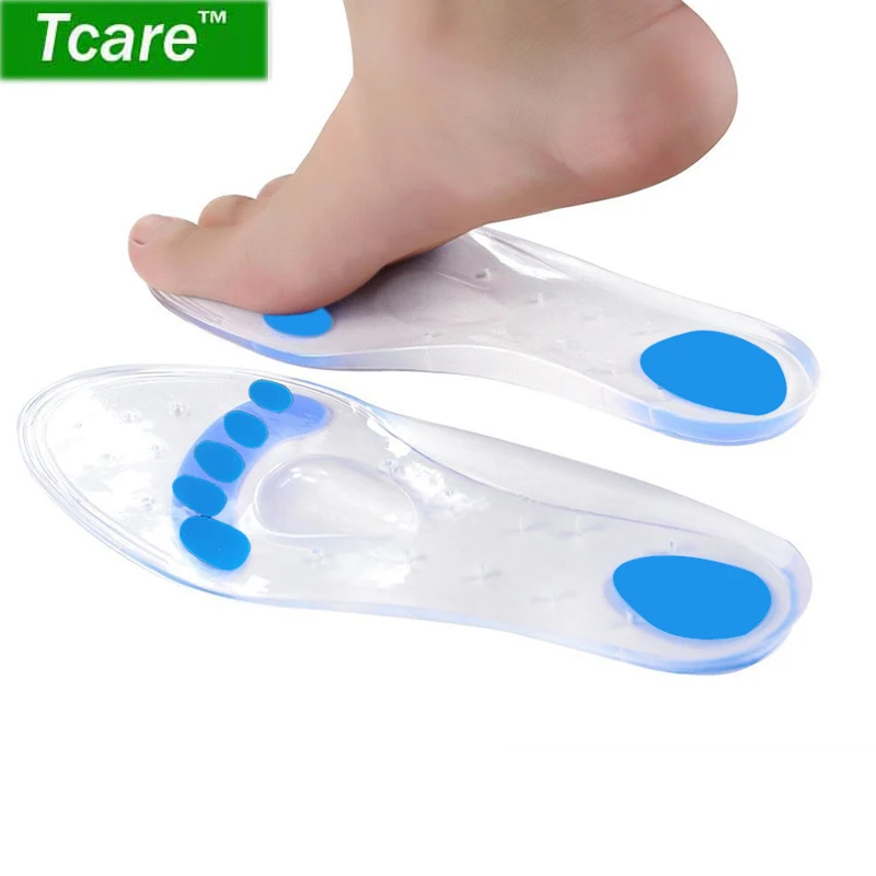 Tcare/1 пара силиконовых стелек для массажа ног, Подошвенный Фасциит, вставки для обуви, для массажа ног, мягкий гель, поддержка свода стопы, ортопедические