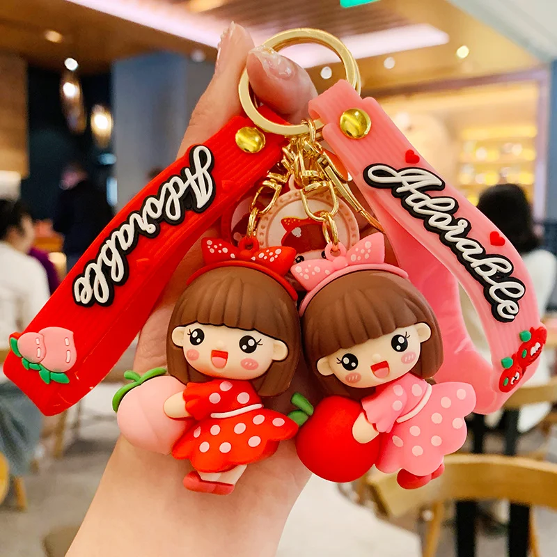 Net Red Little Girl Car Key Chain Children's Girl Lovely Exquisite Schoolbag Doll Key Chain Pendant Bag Pendant