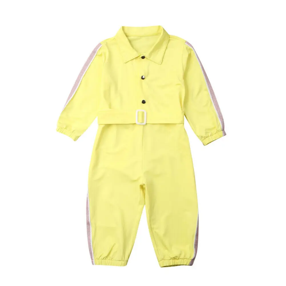 Комбинезоны для малышей легкий костюм с шортами Осенняя одежда для маленьких девочек с длинным рукавом спортивный костюм комбинезон спортивный костюм для детей, одежда для девочек - Цвет: Цвет: желтый