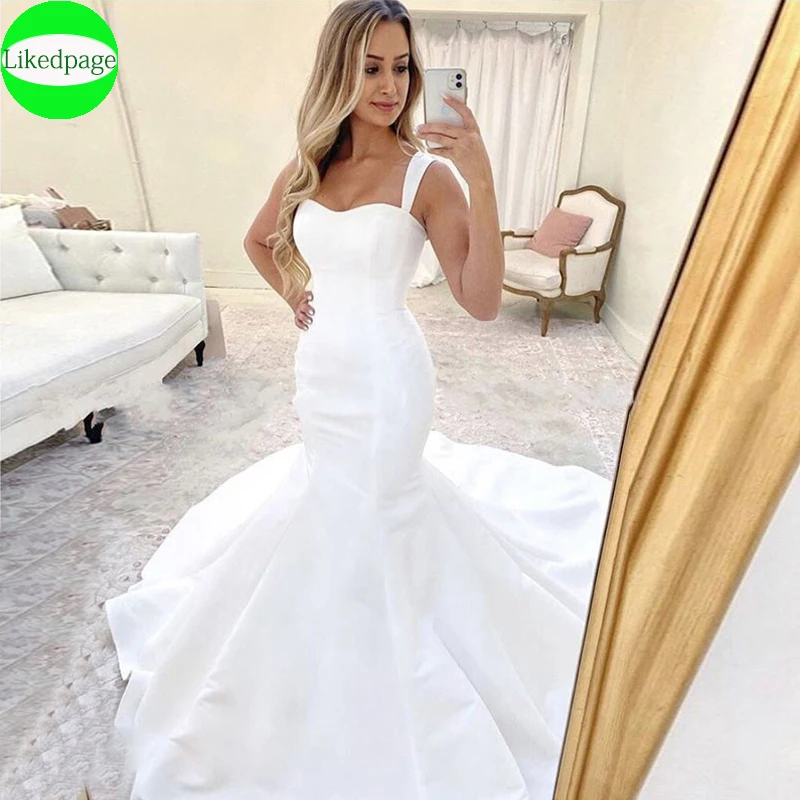 

Mermaid Wedding Dress Simples Vestidos De Novia Sereia Satin Bride Gown 2021 Cheap Robe Mariage Abito Da Sposa Boda Trouwjurk