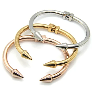 

Luxury 3 Color nail top grade titanium steel rivet fine jewelry wristband accessories bangle rose gold bracelet wristlet jewel