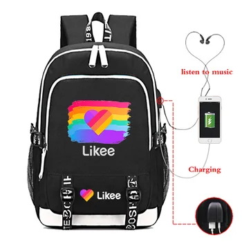 

Likee Backpack Usb Charging Travel Laptop Bookbag "LIKEE 1 (Like Video)" Laptop Russian Styles School Bags for Teenage Girls