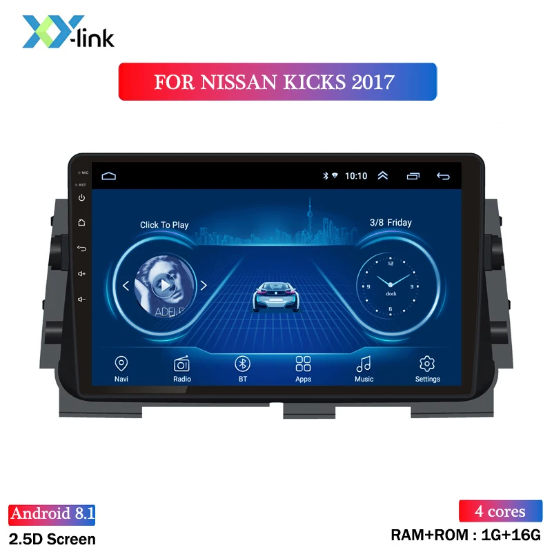 Горячая Распродажа 2G ram 32G rom 10,1 дюймов Android 8,1 автомобильный dvd gps навигатор для Nissan kicks Мультимедиа Радио dvd система - Цвет: 4 CORES 1G RAM