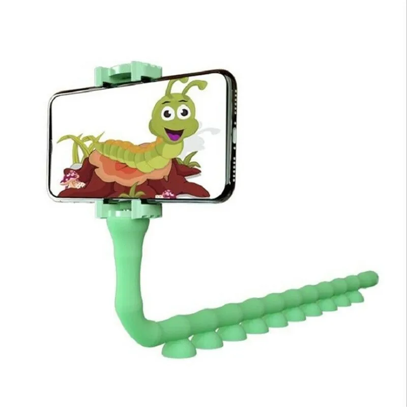 Присоска держатель для телефона милый червь ленивый подставка для телефона Настенный кронштейн крепление Гибкая Адсорбция Универсальный держатель для iPhone Xiaomi - Цвет: Green
