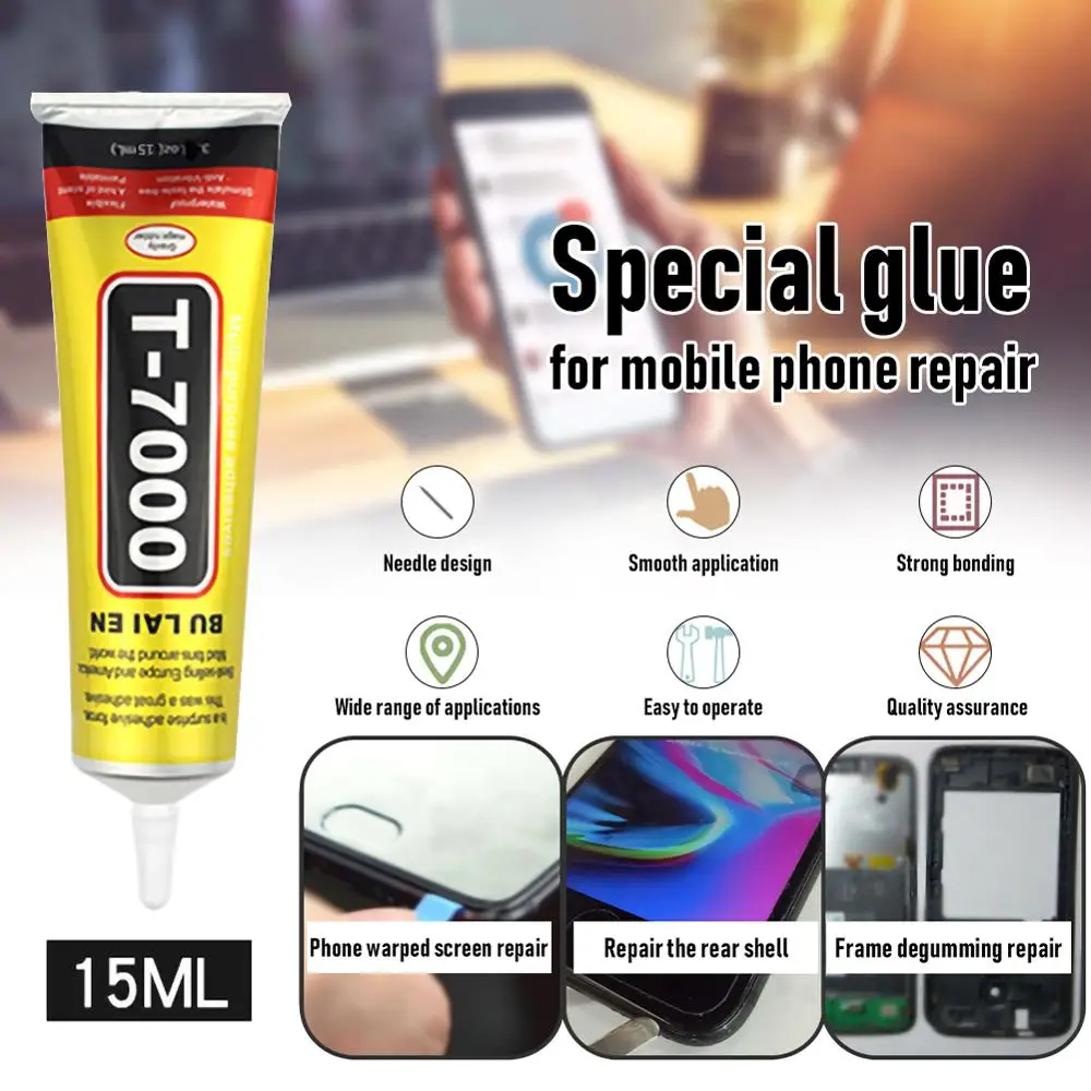 

15ml T-7000 More Powerful New Epoxy Resin Adhesive T7000 Black Liquid Glue Super Sealant Handset Touch Screen Rack Maintenance