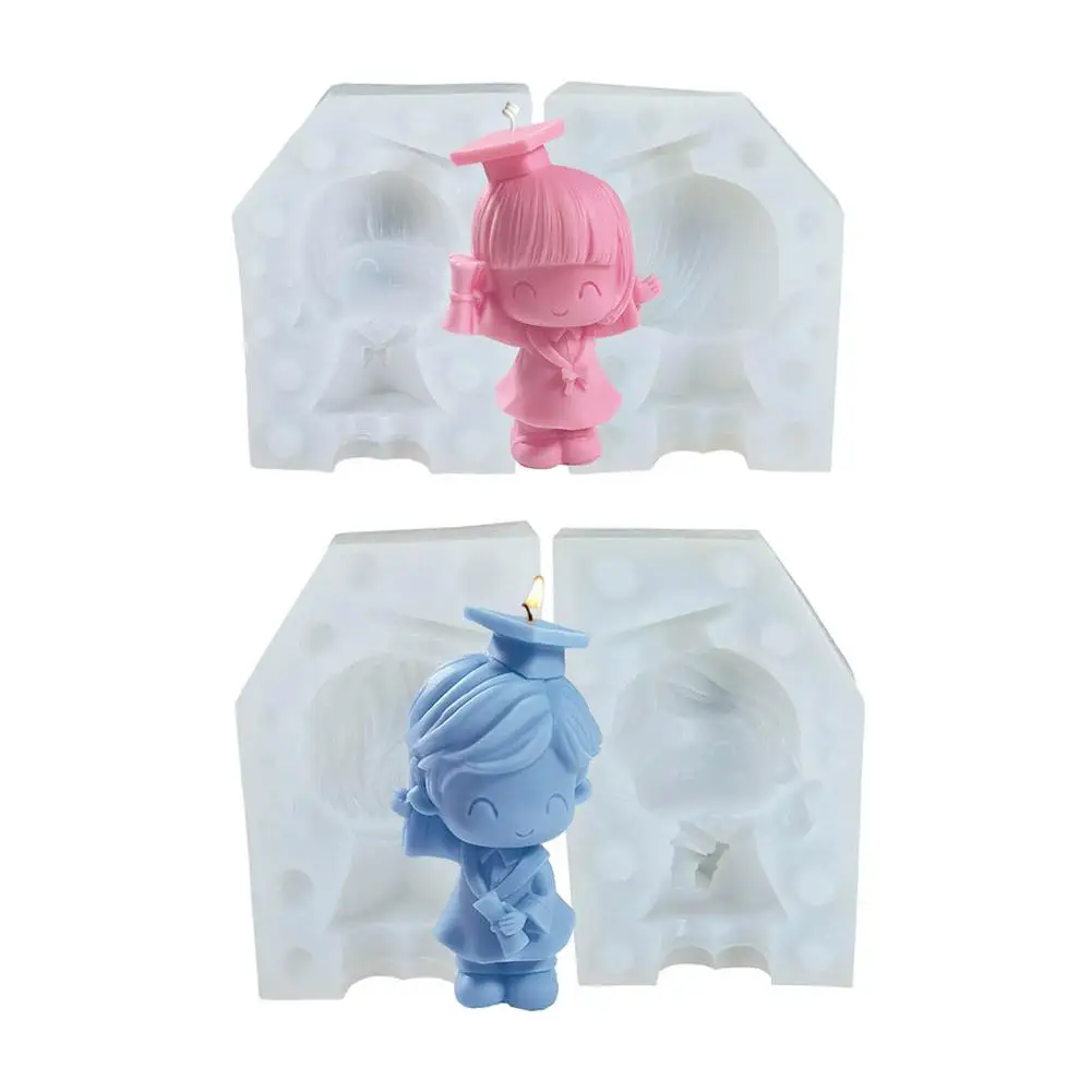 Silicone Mold Handmade Graduation Boy And Girl Candle Soap Mold Food grade Material Repeatable